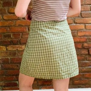 Green Plaid Mini Skirt